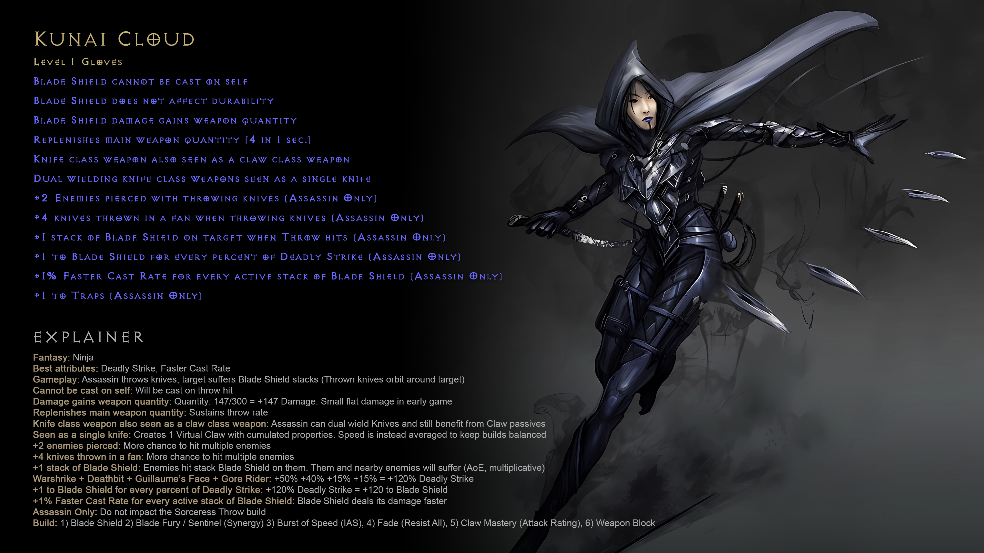 D2R Proposal 4 - Assassin Throw Blade Shield - Kunai Cloud